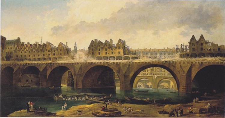 רוברט יוברט, הריסת בניינים על גשר נוטר דאם, סביבות 1786